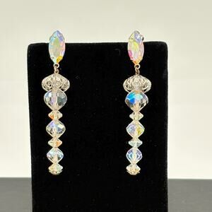 Vintage Lewis Segal Aurora Borealis Clip-On Earrings